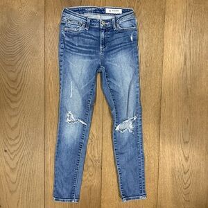 AG Adriano Goldschmied Twiggy Ankle Distressed Light Blue Skinny Jeans